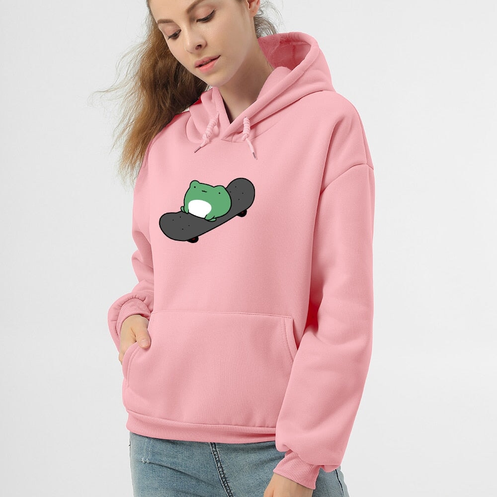 Frog on Skateboard Unisex Hoodies - Limited Stock-Enchanted peach