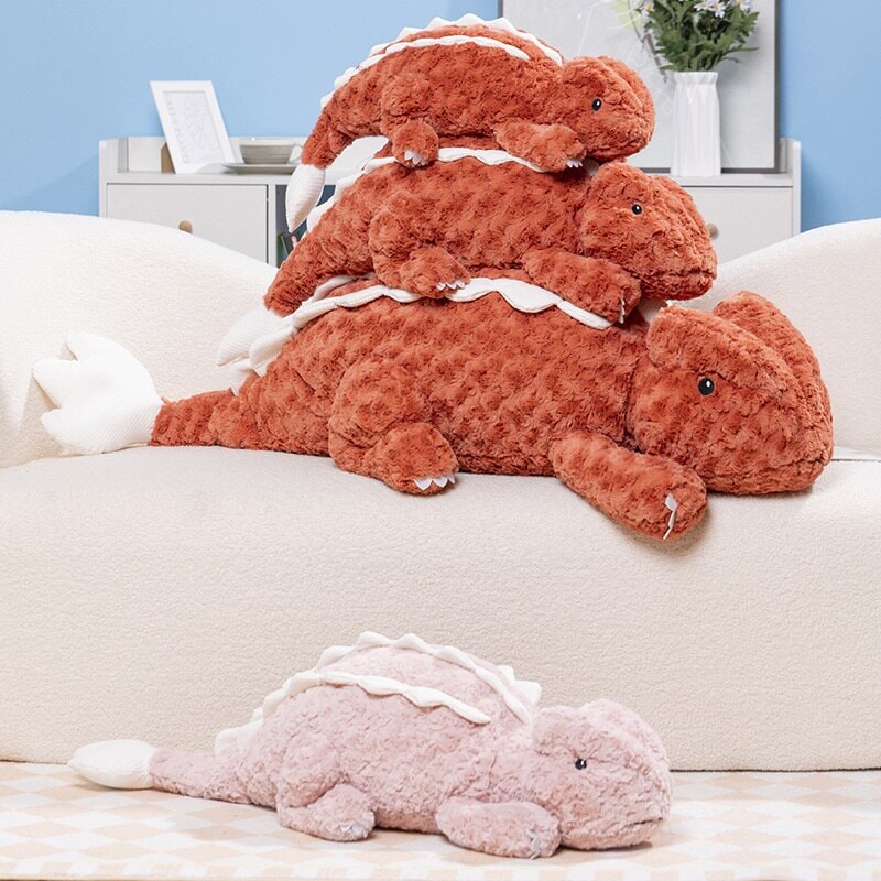 Fuzzy Cute Pink Red Lizard Plushies-Enchanted peach