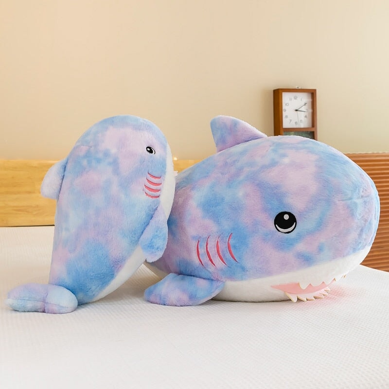 Fuzzy Rainbow Shark Plushie-Enchanted peach