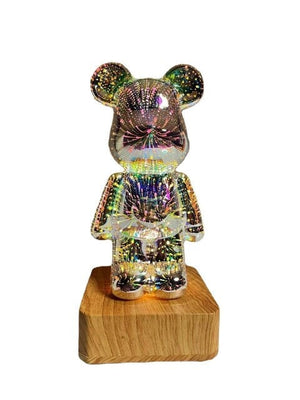 Galaxy Fireworks Standing Bear Night Light-Enchanted peach