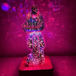 Galaxy Fireworks Standing Bear Night Light-Enchanted peach