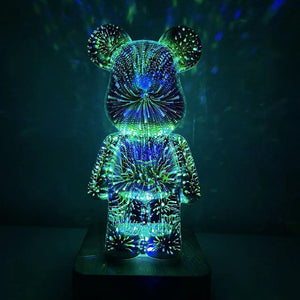 Galaxy Fireworks Standing Bear Night Light-Enchanted peach