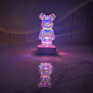 Galaxy Fireworks Standing Bear Night Light-Enchanted peach