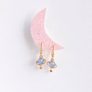 Galaxy Hanging Neptune Gold-Plated Stud Earrings-Enchanted peach