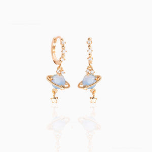 Galaxy Hanging Neptune Gold-Plated Stud Earrings-Enchanted peach