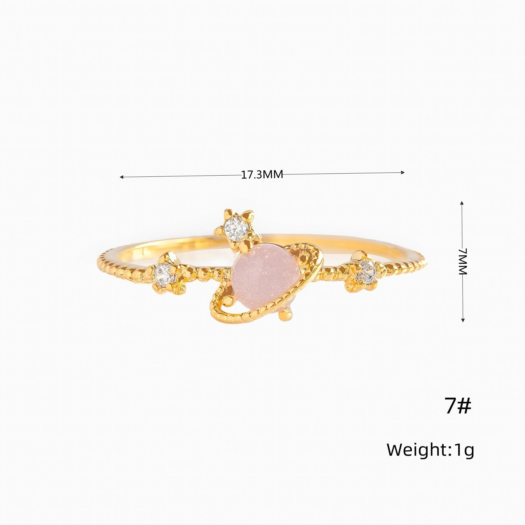 Galaxy Pink Planet Gold-plated Ring-Enchanted peach