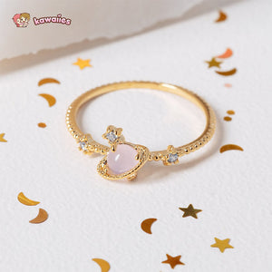 Galaxy Pink Planet Gold-plated Ring-Enchanted peach