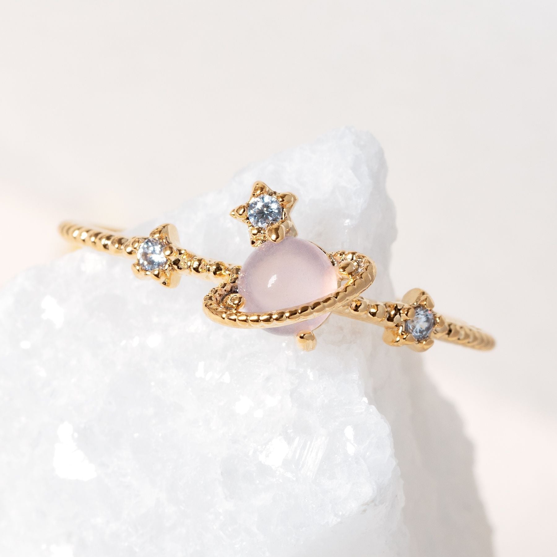 Galaxy Pink Planet Gold-plated Ring-Enchanted peach