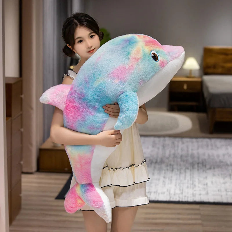 Galaxy Rainbow Dolphin Plushies-Enchanted peach