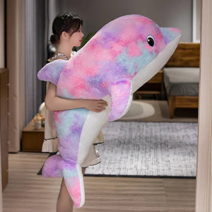 Galaxy Rainbow Dolphin Plushies-Enchanted peach