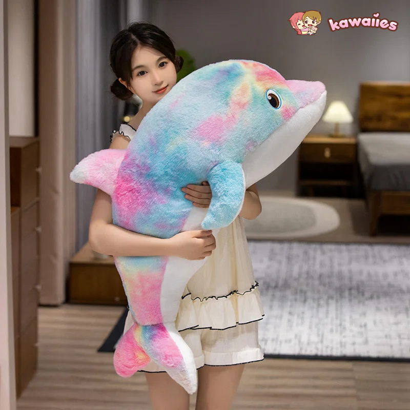 Galaxy Rainbow Dolphin Plushies-Enchanted peach