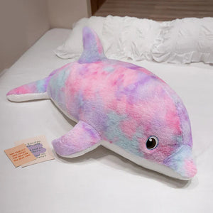 Galaxy Rainbow Dolphin Plushies-Enchanted peach