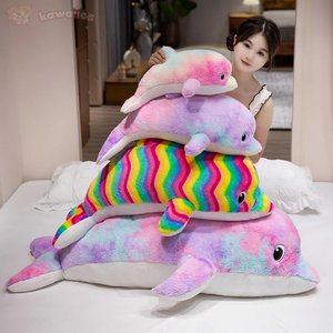 Galaxy Rainbow Dolphin Plushies-Enchanted peach