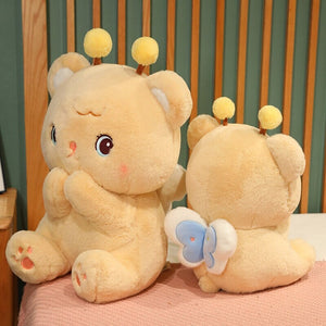 Gem the Bumble Bee Brown Bear Plushie-Enchanted peach