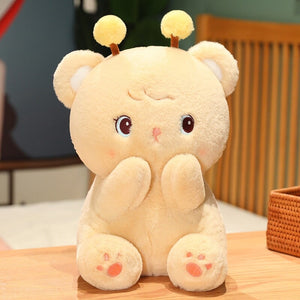 Gem the Bumble Bee Brown Bear Plushie-Enchanted peach