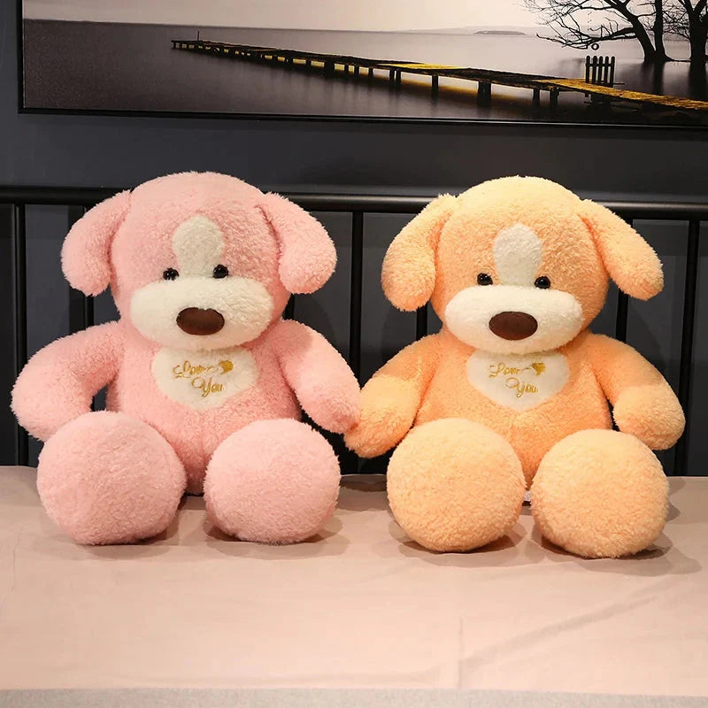 Giant 35in Fluffy Dog Teddy Bear Soft Toy-Enchanted peach