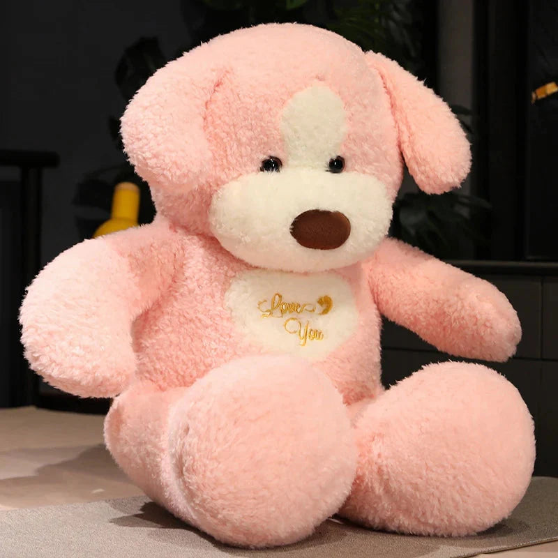 Giant 35in Fluffy Dog Teddy Bear Soft Toy-Enchanted peach