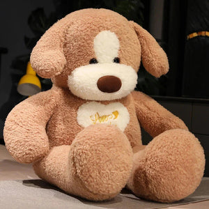 Giant 35in Fluffy Dog Teddy Bear Soft Toy-Enchanted peach