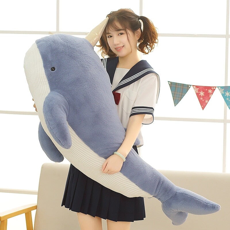 Giant Blue Pink Narwhal Plushies-Enchanted peach