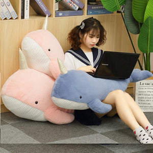 Giant Blue Pink Narwhal Plushies-Enchanted peach