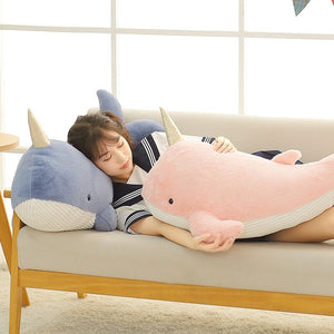 Giant Blue Pink Narwhal Plushies-Enchanted peach