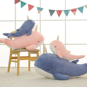 Giant Blue Pink Narwhal Plushies-Enchanted peach