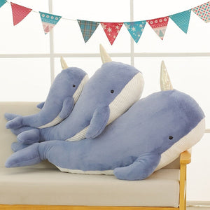 Giant Blue Pink Narwhal Plushies-Enchanted peach