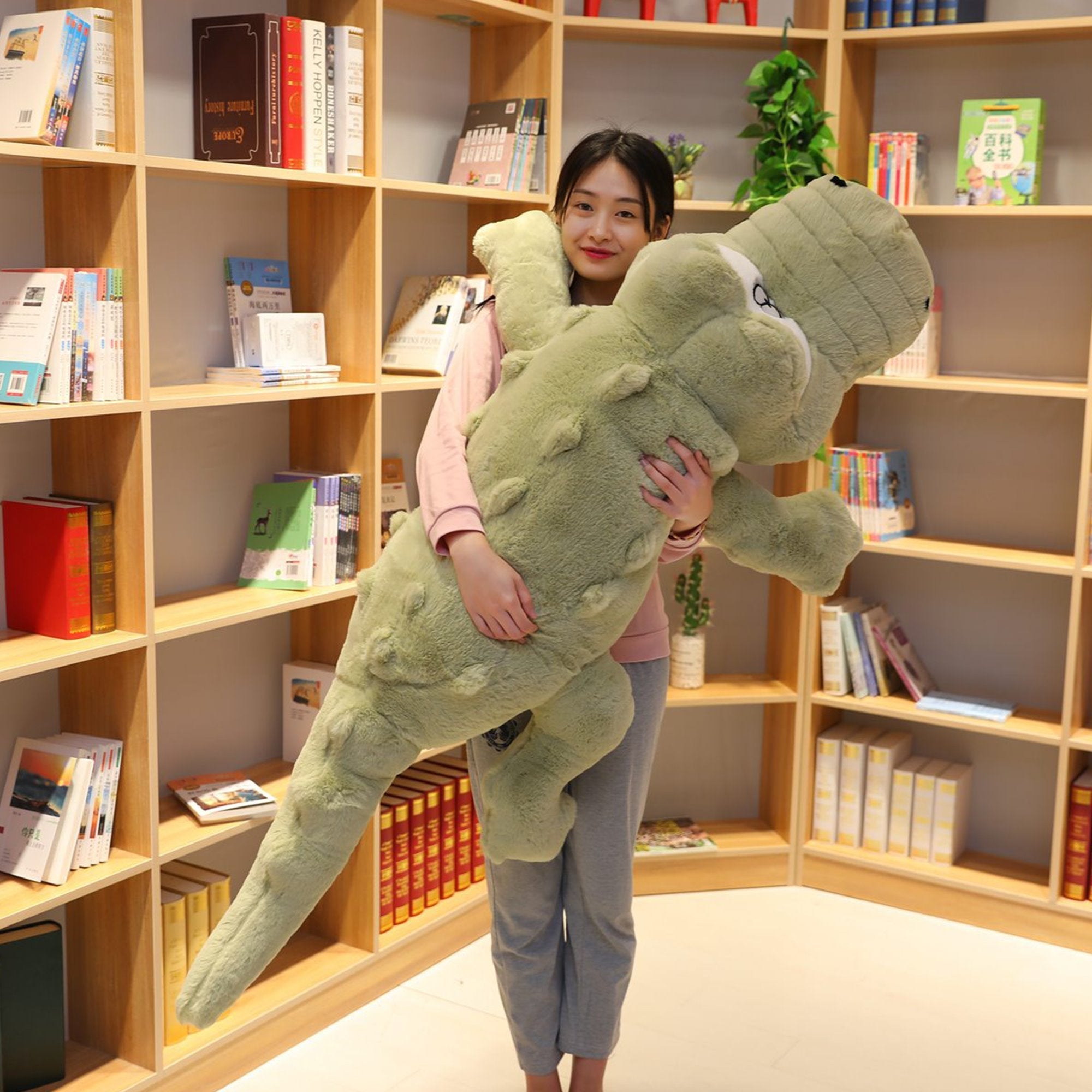 Giant Crocodile Companion Plush-Enchanted peach