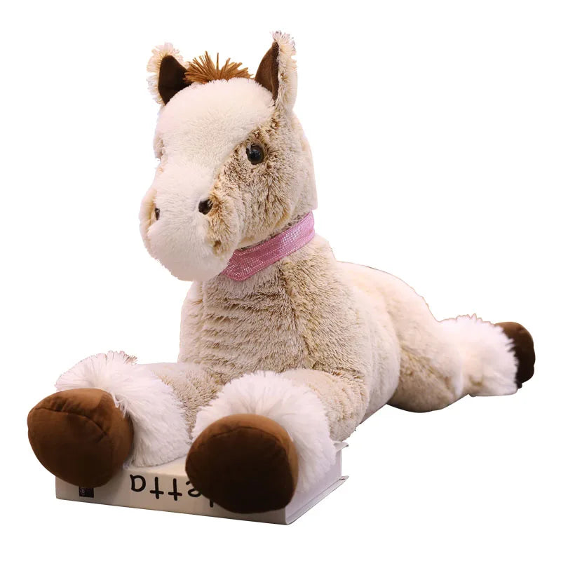 Giant Fluffy Brown Gray Horse Plushie-Enchanted peach