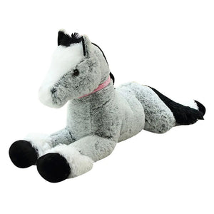 Giant Fluffy Brown Gray Horse Plushie-Enchanted peach