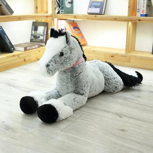 Giant Fluffy Brown Gray Horse Plushie-Enchanted peach