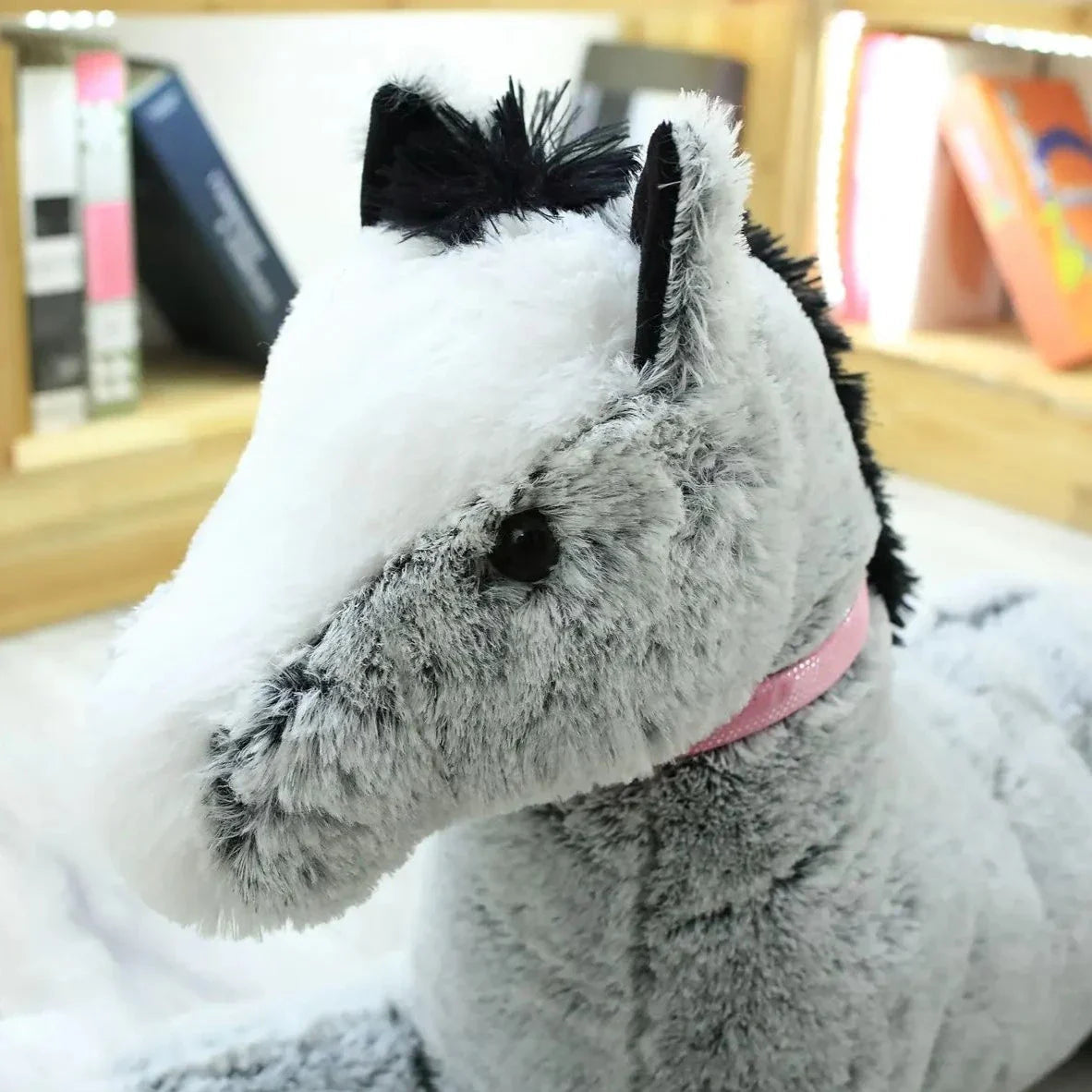 Giant Fluffy Brown Gray Horse Plushie-Enchanted peach