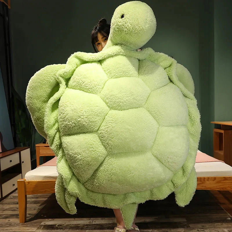 Giant Fluffy Cheerful Turtle Plushie-Enchanted peach