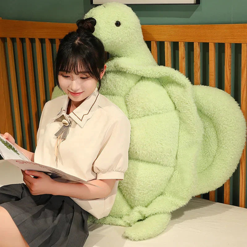 Giant Fluffy Cheerful Turtle Plushie-Enchanted peach