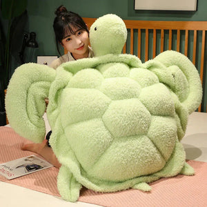 Giant Fluffy Cheerful Turtle Plushie-Enchanted peach