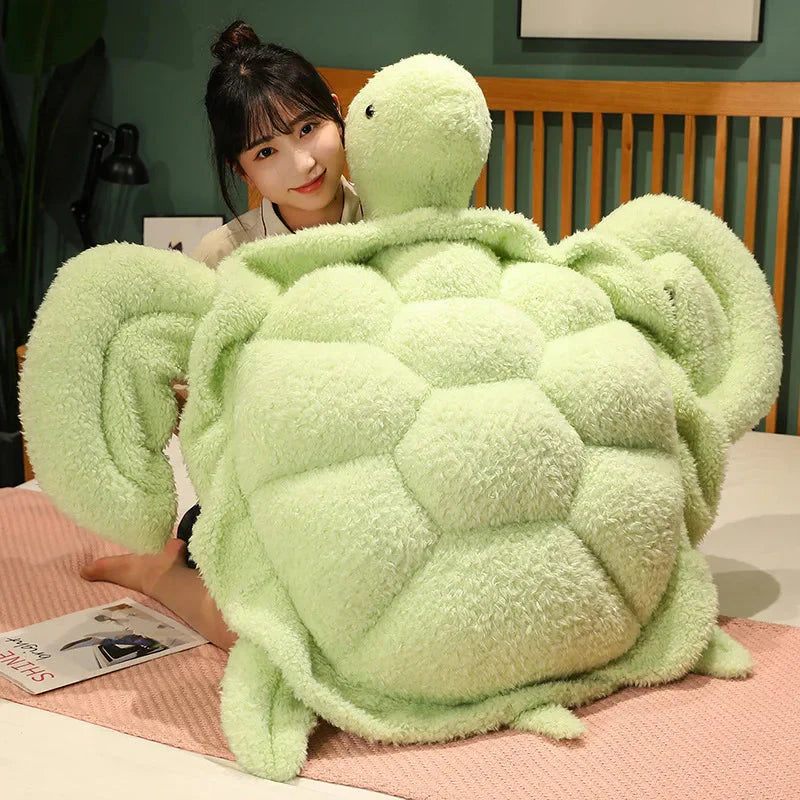 Giant Fluffy Cheerful Turtle Plushie-Enchanted peach