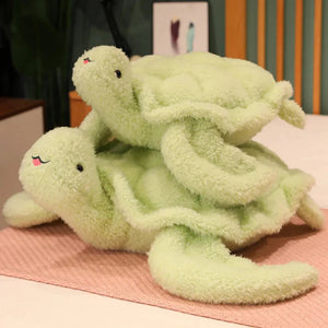 Giant Fluffy Cheerful Turtle Plushie-Enchanted peach