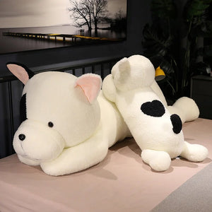 Giant Fluffy Spotty White Black Dog Plushie-Enchanted peach