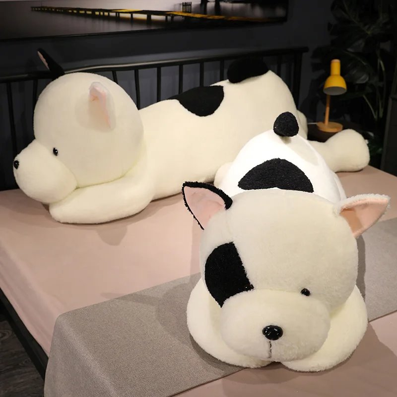 Giant Fluffy Spotty White Black Dog Plushie-Enchanted peach