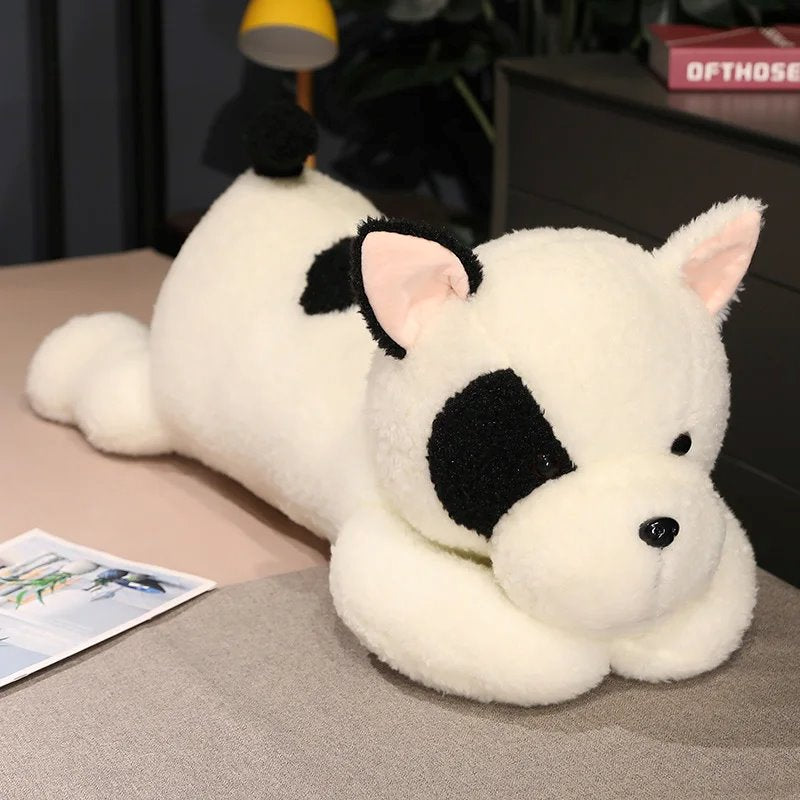 Giant Fluffy Spotty White Black Dog Plushie-Enchanted peach