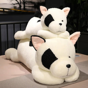 Giant Fluffy Spotty White Black Dog Plushie-Enchanted peach