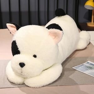 Giant Fluffy Spotty White Black Dog Plushie-Enchanted peach