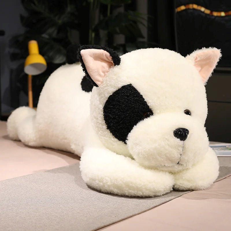 Giant Fluffy Spotty White Black Dog Plushie-Enchanted peach