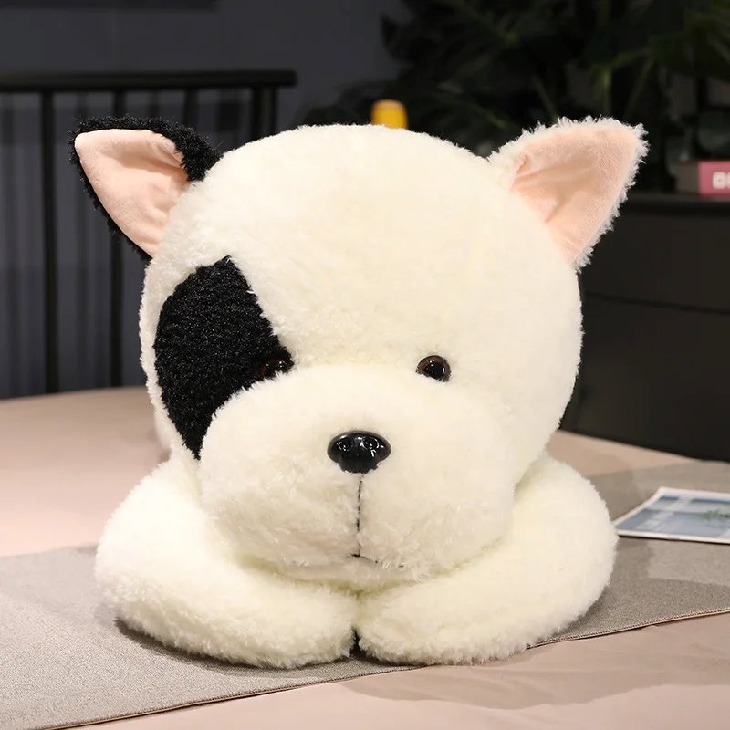 Giant Fluffy Spotty White Black Dog Plushie-Enchanted peach