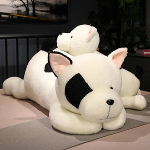 Giant Fluffy Spotty White Black Dog Plushie-Enchanted peach