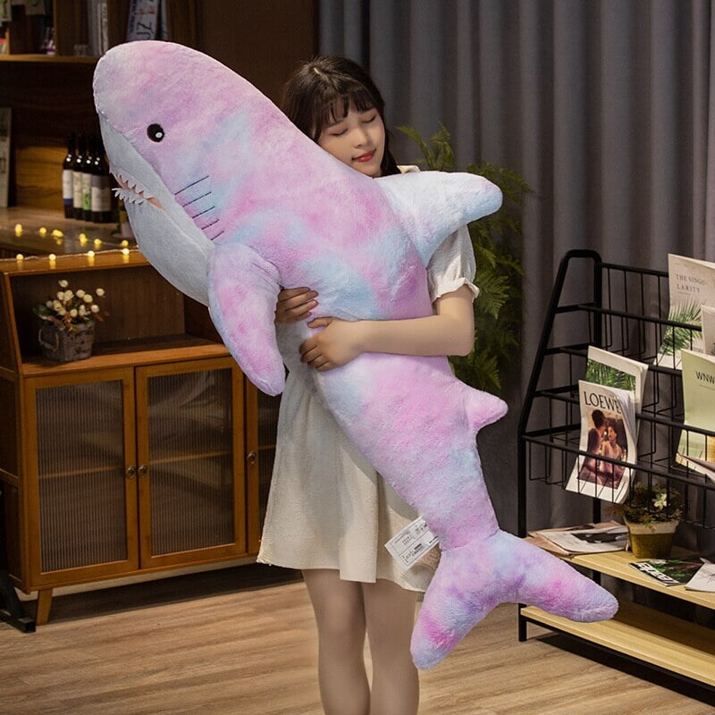 Giant Fuzzy Galaxy Shark Plushies-Enchanted peach