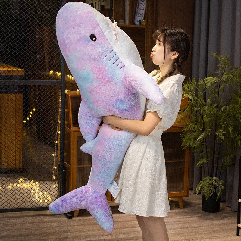 Giant Fuzzy Galaxy Shark Plushies-Enchanted peach