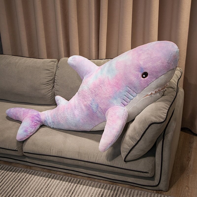 Giant Fuzzy Galaxy Shark Plushies-Enchanted peach