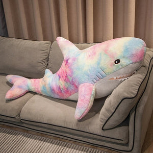 Giant Fuzzy Galaxy Shark Plushies-Enchanted peach