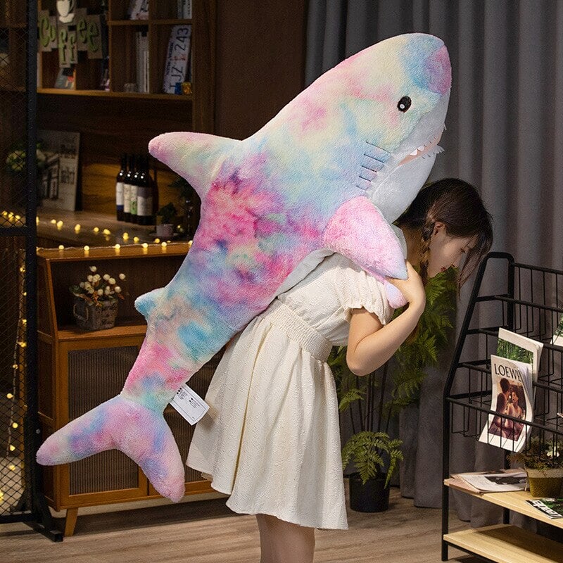 Giant Fuzzy Galaxy Shark Plushies-Enchanted peach